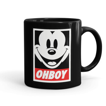 Oh boy μίκυ, Mug black, ceramic, 330ml
