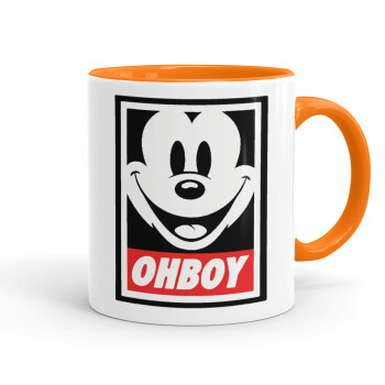 Oh boy μίκυ, Mug colored orange, ceramic, 330ml