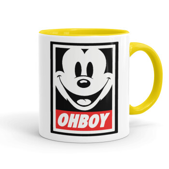 Oh boy μίκυ, Mug colored yellow, ceramic, 330ml