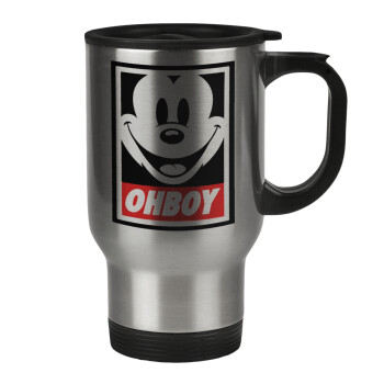 Oh boy μίκυ, Κούπα ταξιδιού ανοξείδωτη με καπάκι, διπλού τοιχώματος (θερμό) 450ml