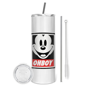 Oh boy μίκυ, Tumbler stainless steel 600ml, with metal straw & cleaning brush