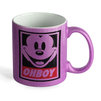 Oh boy μίκυ, Κούπα Μωβ Glitter που γυαλίζει, κεραμική, 330ml