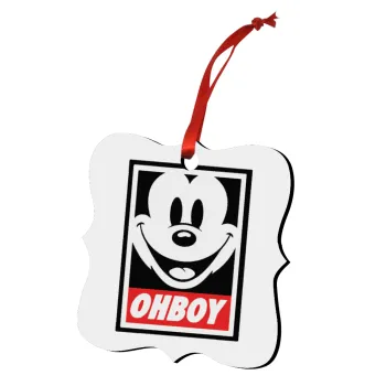 Oh boy μίκυ, Christmas ornament polygon wooden 7.5cm