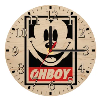 Oh boy μίκυ, Ρολόι τοίχου ξύλινο plywood (20cm)