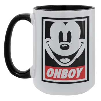 Oh boy μίκυ, Κούπα Mega 15oz, κεραμική Μαύρη, 450ml