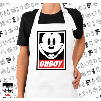 Oh boy μίκυ, Ποδιά μακριά Σεφ ολόσωμη με τσέπες white (ΕΝΗΛΙΚΩΝ)