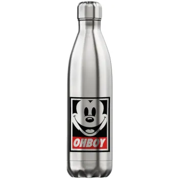 Oh boy μίκυ, Μεταλλικό παγούρι θερμός Inox (Stainless steel), διπλού τοιχώματος, 750ml
