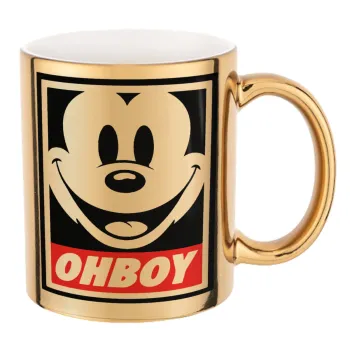 Oh boy μίκυ, Κούπα κεραμική, χρυσή καθρέπτης, 330ml