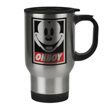 Oh boy μίκυ, Κούπα ταξιδιού ανοξείδωτη με καπάκι, διπλού τοιχώματος (θερμό) 450ml