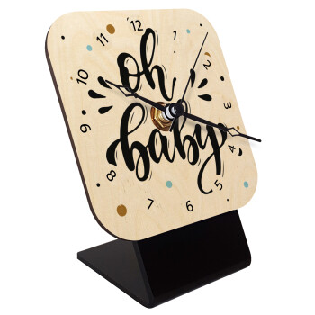 Oh baby, Quartz Table clock in natural wood (10cm)