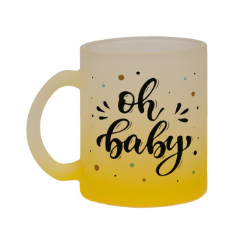 Oh baby, Κούπα γυάλινη δίχρωμη με βάση το κίτρινο ματ, 330ml