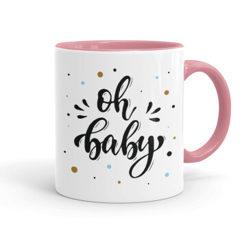 Oh baby, Mug colored pink, ceramic, 330ml