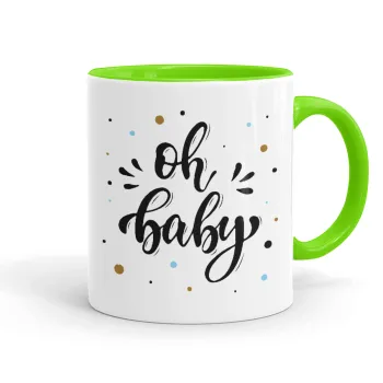Oh baby, Mug colored light green, ceramic, 330ml
