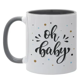 Oh baby, Mug colored grey, ceramic, 330ml