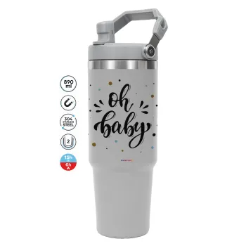 Oh baby, GREY color, 890ml (30oz) stainless Steel Tumbler with Handle