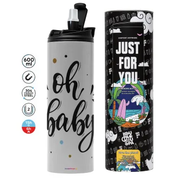 Oh baby, Tumbler stainless steel GREY 600ml