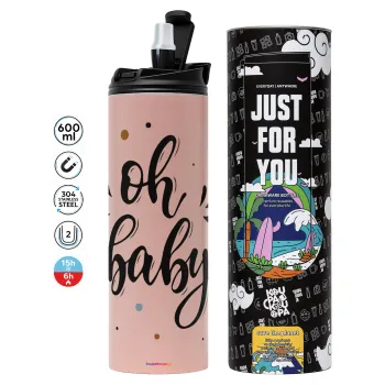 Oh baby, Tumbler stainless steel PINK 600ml