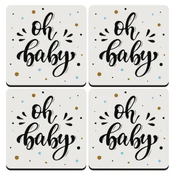 Oh baby, ΣΕΤ 4 Σουβέρ ξύλινα τετράγωνα (9cm)