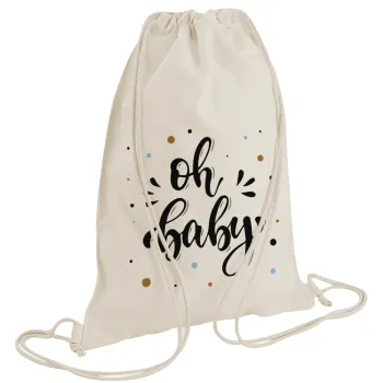 Oh baby, Τσάντα πλάτης πουγκί GYMBAG natural (28x40cm)