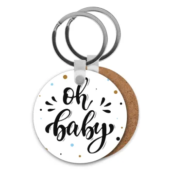Oh baby, Μπρελόκ Ξύλινο στρογγυλό MDF Φ5cm