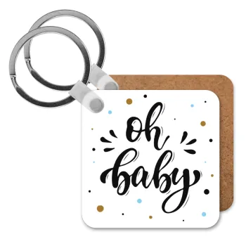 Oh baby, Μπρελόκ Ξύλινο τετράγωνο MDF