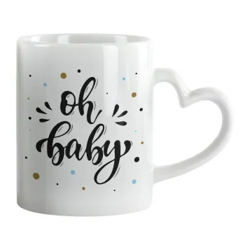 Oh baby, Mug heart handle, ceramic, 330ml