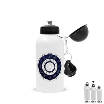 Ζωδιακός κύκλος, Metal water bottle, White, aluminum 500ml