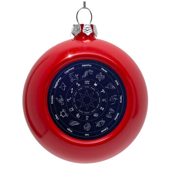 Ζωδιακός κύκλος, Red Christmas tree ornament bauble 8cm