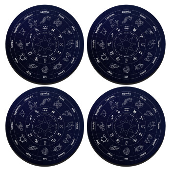 Ζωδιακός κύκλος, ΣΕΤ 4 Σουβέρ ξύλινα στρογγυλά (9cm)