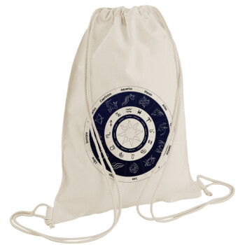 Ζωδιακός κύκλος, Backpack bag GYMBAG natural (28x40cm)