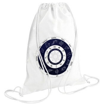 Ζωδιακός κύκλος, Τσάντα πλάτης πουγκί GYMBAG λευκή (28x40cm)