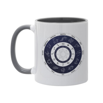 Ζωδιακός κύκλος, Κούπα χρωματιστή γκρι, κεραμική, 330ml