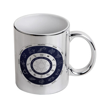 Ζωδιακός κύκλος, Mug ceramic, silver mirror, 330ml