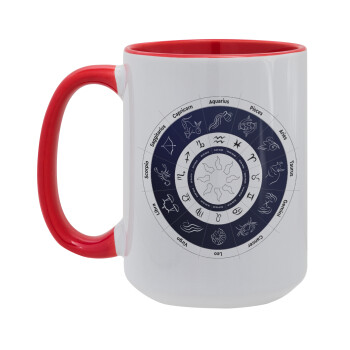 Ζωδιακός κύκλος, Κούπα Mega 15oz, κεραμική Κόκκινη, 450ml