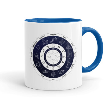 Ζωδιακός κύκλος, Mug colored blue, ceramic, 330ml