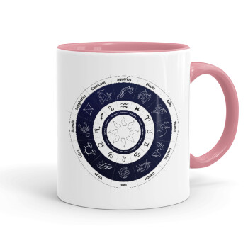 Ζωδιακός κύκλος, Mug colored pink, ceramic, 330ml