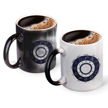 Ζωδιακός κύκλος, Color changing magic Mug, ceramic, 330ml when adding hot liquid inside, the black colour desappears (1 pcs)