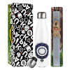 Easter candle, metallic white thermos bottle (500ml) & aromatic flat candle (30cm) (GRAY)