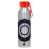 Αλουμινένιο Αθλητικό Μπουκάλι 650ml – Ασημί με Κόκκινο Καπάκι και Λουράκι Σιλικόνης