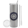 Tumbler stainless steel Silver 600ml, with metal straw & cleaning brush