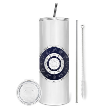 Ζωδιακός κύκλος, Tumbler stainless steel 600ml, with metal straw & cleaning brush