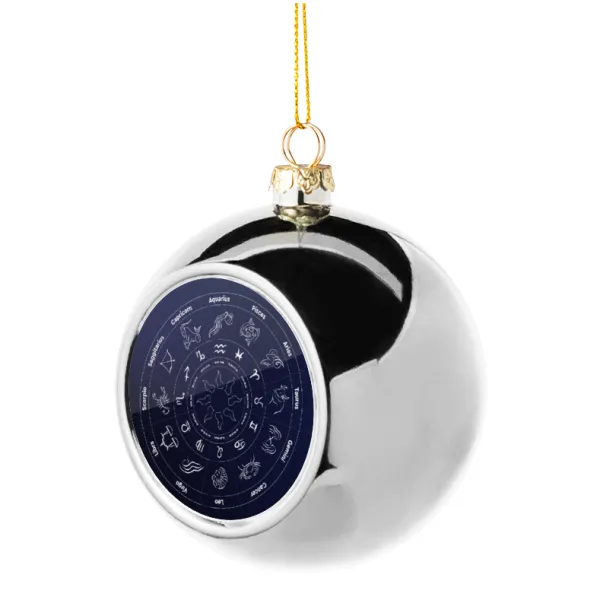 Ζωδιακός κύκλος — Silver 8cm Christmas tree ball ornament