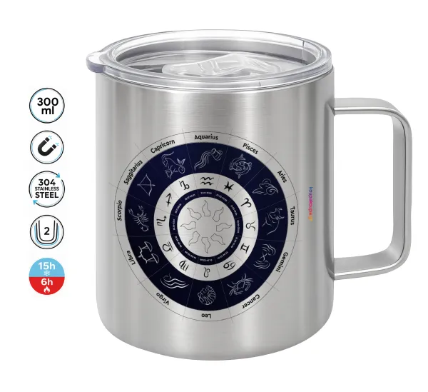 Ζωδιακός κύκλος — Double-walled stainless steel mug 300ml with temperature-retaining lid