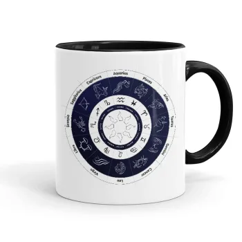 Ζωδιακός κύκλος, Κούπα χρωματιστή μαύρη, κεραμική, 330ml