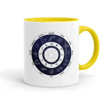 Ζωδιακός κύκλος, Mug colored yellow, ceramic, 330ml