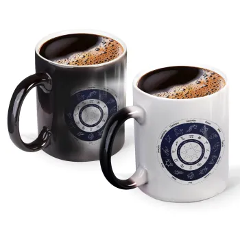 Ζωδιακός κύκλος, Color changing magic Mug, ceramic, 330ml when adding hot liquid inside, the black colour desappears (1 pcs)