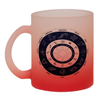 Ζωδιακός κύκλος, Κούπα γυάλινη δίχρωμη με βάση το κόκκινο ματ, 330ml