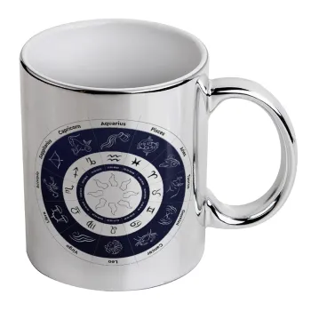 Ζωδιακός κύκλος, Mug ceramic, silver mirror, 330ml