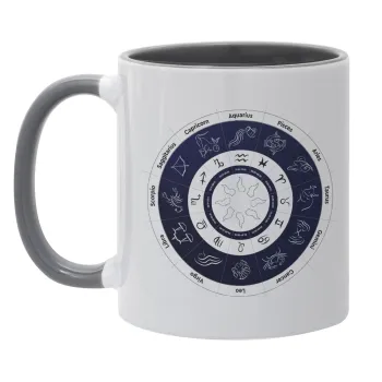 Ζωδιακός κύκλος, Mug colored grey, ceramic, 330ml
