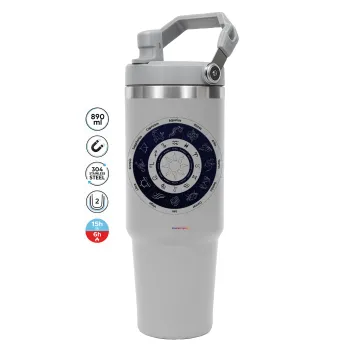 Ζωδιακός κύκλος, GREY color, 890ml (30oz) stainless Steel Tumbler with Handle
